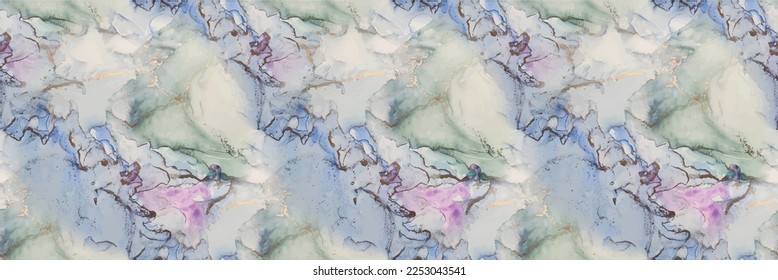 Fluid Blue Pattern. Gold Oriental Background. Blue Art Paint. Green Marble Ink Watercolor. Purple Vector Ink Canvas. Marble Pink Alcohol Ink. Purple Water Color Background. Vector Seamless Painting