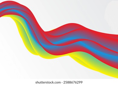 Fluid blue, red and yellow abstract flow poster. Liquid wave background. Isolated on white background.