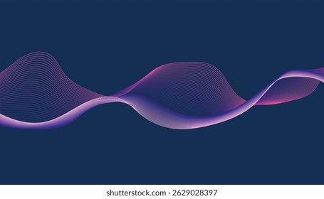 Fluid blue wave design element. Vibrant blue wave illustration. Geometric blue wave pattern.