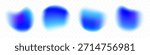 Fluid blur blobs or spots with a blue aura effect isolated on a transparent background
