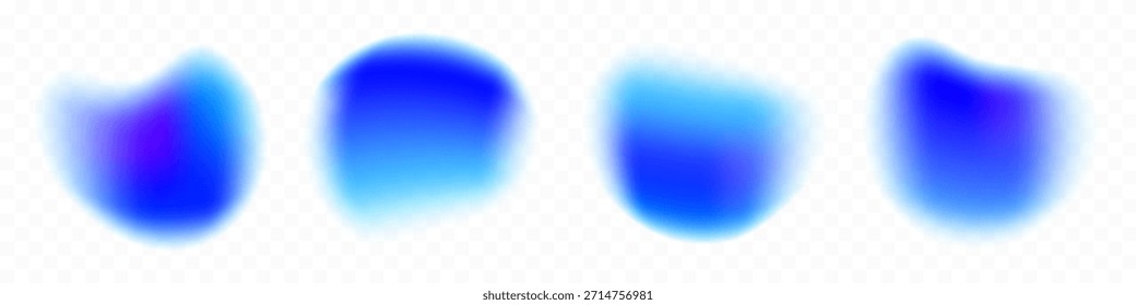 Bolhas ou manchas de desfoque fluido com efeito de aura azul isoladas em um fundo transparente