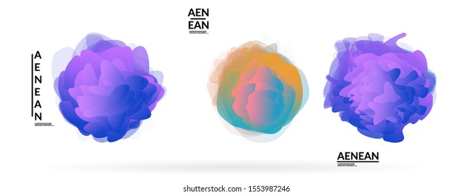 Fluid bright color badge set. Liquid shapes on white background. Abstract shapes composition. Modern vector graphic design. 3D effect with blend gradient.
