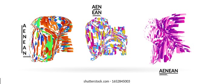 Juego de insignias de color brillante y fluido. Formas líquidas sobre fondo blanco. Composición abstracta de formas. Diseño gráfico vectorial moderno. Efecto 3D con degradado de mezcla.
