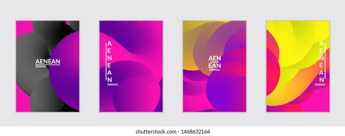 Fluid bright color flyer templates. Abstract liquid shapes composition. Modern vector graphic design. 3D effect with blend gradient.