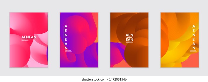 Fluid bright color flyer templates. Abstract liquid shapes composition. Modern vector graphic design. 3D effect with blend gradient.