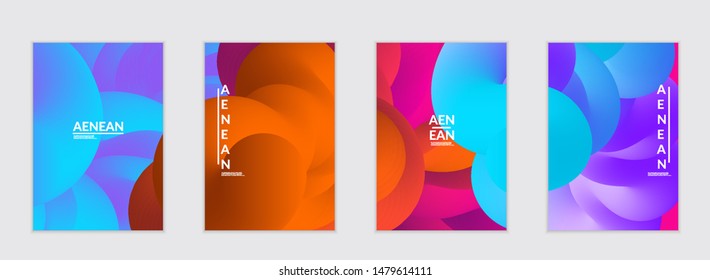 Fluid bright color flyer templates. Abstract liquid shapes composition. Modern vector graphic design. 3D effect with blend gradient.