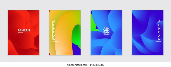 Fluid bright color flyer templates. Abstract liquid shapes composition. Modern vector graphic design. 3D effect with blend gradient.