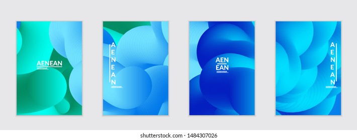 Fluid bright color flyer templates. Abstract liquid shapes composition. Modern vector graphic design. 3D effect with blend gradient.