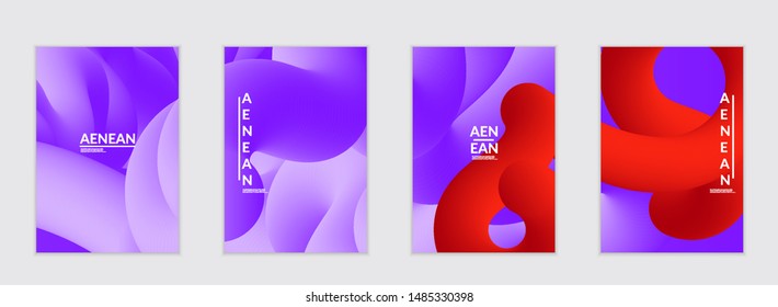 Fluid bright color flyer templates. Abstract liquid shapes composition. Modern vector graphic design. 3D effect with blend gradient.