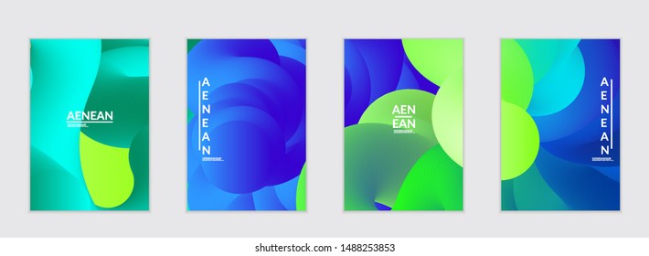 Fluid bright color flyer templates. Abstract liquid shapes composition. Modern vector graphic design. 3D effect with blend gradient.