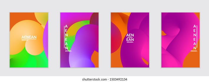 Fluid bright color flyer templates. Abstract liquid shapes composition. Modern vector graphic design. 3D effect with blend gradient.