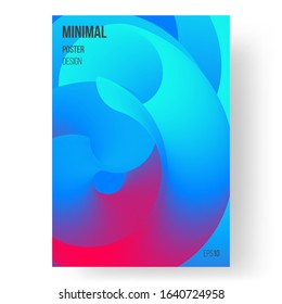 Fluid bright color flyer templates. Abstract liquid shapes composition. 3D effect with blend gradient. Colors name: Fluorescent blue, Azure, Folly. Eps10 vector illustration.