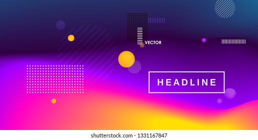 Fluid bright color gradient. Minimal futuristic liquid gradient design. Pink, yellow and purlpe trendy template. Vector graphic design