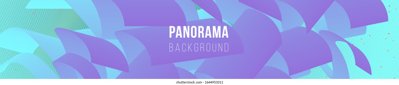 Fluid bright colored panorama. Abstract liquid shapes composition. 3D effect with blend gradient. Colors name: Mindaro, Electric blue, Medium purple, Tulip. Eps10 vector illustration.