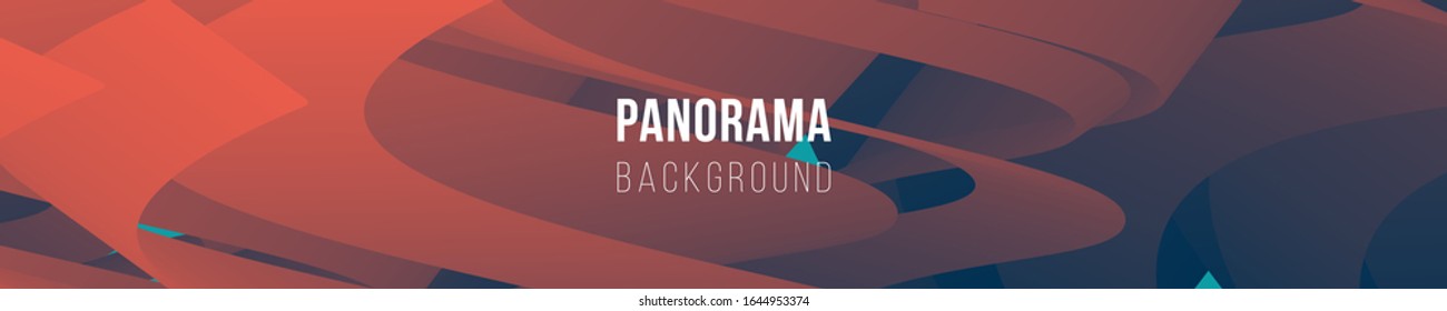 Fluid bright colored panorama. Abstract liquid shapes composition. 3D effect with blend gradient. Colors name: Prussian blue, Boy red, Fire opal. Eps10 vector illustration.