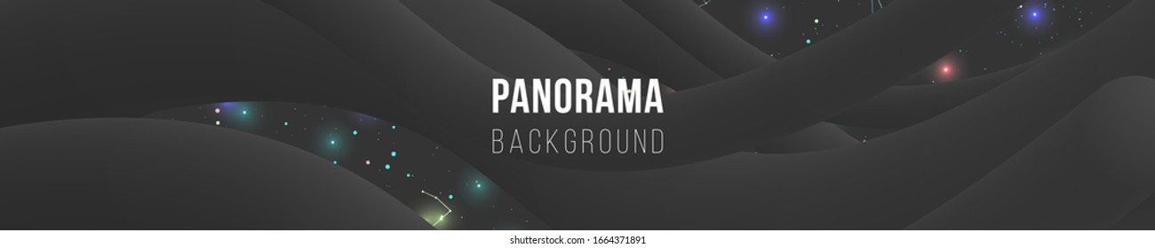 Fluid bright colored panorama. Abstract liquid shapes composition. 3D effect with monochrome blend gradient. Eps10 vector illustration.