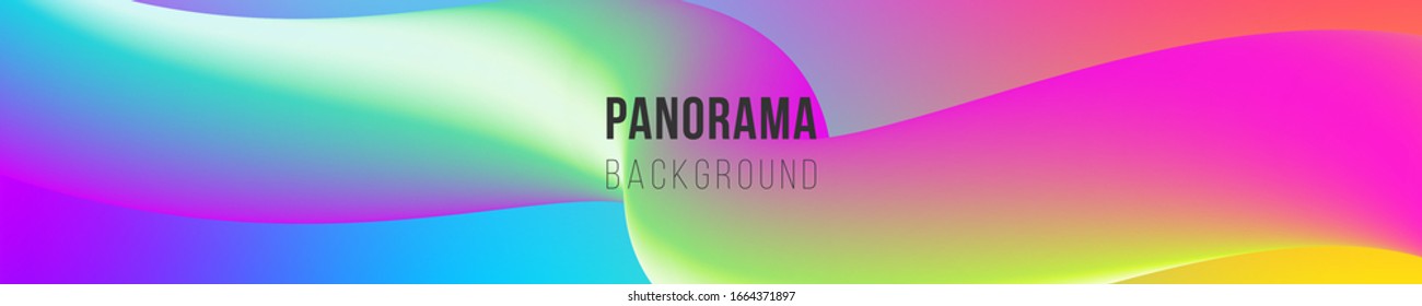 Fluid bright colored panorama. Abstract liquid shapes composition. 3D effect with blend gradient. Eps10 vector illustration.