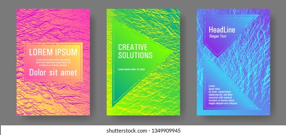 Fluid buzzing wavy noise ripple texture. Pink blue green rainbow waves textures. Presentation slides cover pages.