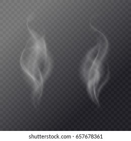 Fluid cigarette smoke on a dark background. Set of isolated vector elements.