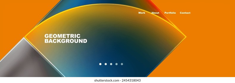 Fluid circles and squares in electric blue and orange create a vibrant geometric background. Perfect for macro photography of drinks like beer, showcasing ingredients, or as tableware design