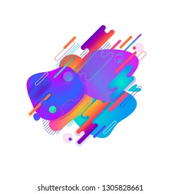 Fluid color badge. Original fluide combination. Gradient modern style abstraction with composition made of various rounded shapes in actual color palette. Vector 