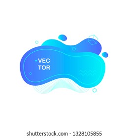 Fluid color badge. Trend gradient, geometric abstract shapes composition. Modern vector graphic design.