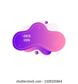 Fluid color badge. Trend gradient, geometric abstract shapes composition. Modern vector graphic design.