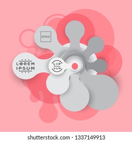 Fluid color badges with abstract shape composition. Liquid gradient design element.