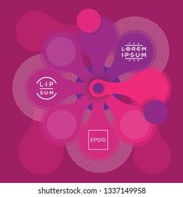 Fluid color badges with abstract shape composition. Liquid gradient design element.