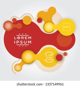 Fluid color badges with abstract shape composition. Liquid gradient design element.