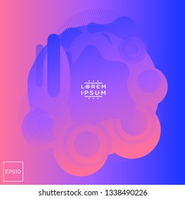 Fluid color badges with abstract shape composition. Colorful liquid gradient design element.