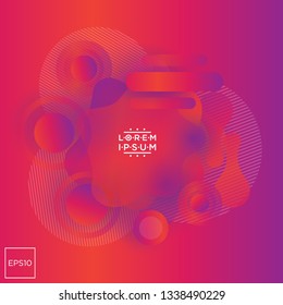 Fluid color badges with abstract shape composition. Colorful liquid gradient design element.