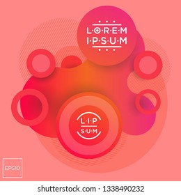 Fluid color badges with abstract shape composition. Colorful liquid gradient design element.
