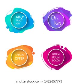 Fluid color badges set. Abstract shapes composition. Eps10 vector