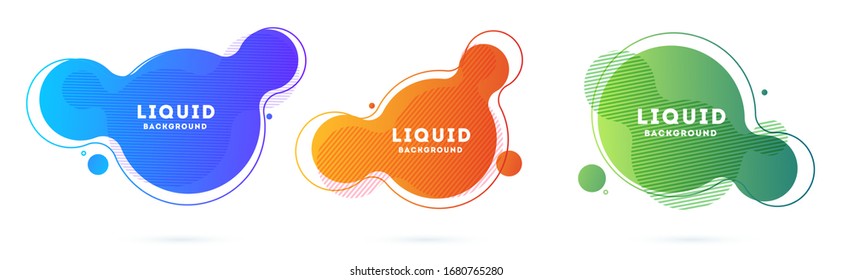Juego de insignias de color fluido. Composición abstracta de formas. Vector Eps10.
