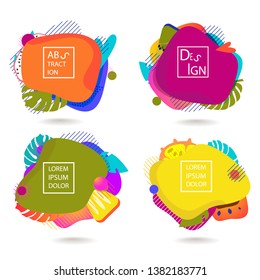 Fluid color badges set. Original fluide combination. Gradient modern style abstraction with composition made of various rounded shapes in actual color palette. Vector