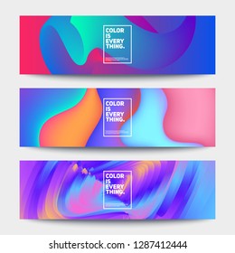Fluid color banners set. Creative shapes composition. Eps10 vector.