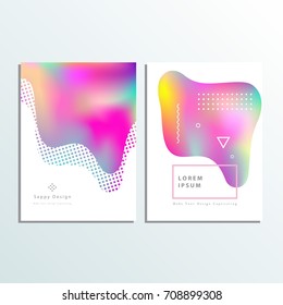 Fluid color cover design with gradient vector illustration. Minimalistic design. Background with dynamic design. Colorful pattern texture. Modern cover design. Template background