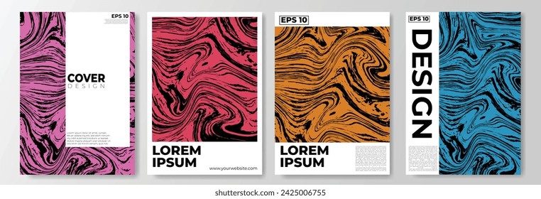 fluid color cover set with marble style.  cover layout for a4 background