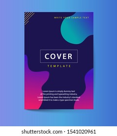 Fluid color covers. Colorful bubble with geometric shapes composition. Trendy minimal design.