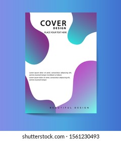 Fluid color covers . Colorful bubble with geometric shapes composition. Trendy minimal design.