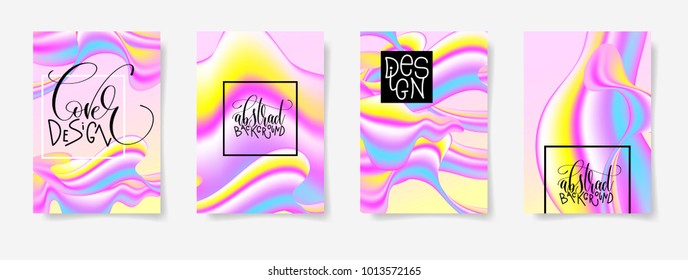 fluid color covers set with abstract background, trendy design with gradients for gift card, cover, poster, vector illustration collection