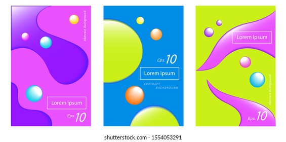 Fluid color covers set. Colorful bubble shapes with gradients. Trendy design. vector background.