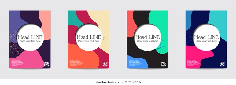 Fluid color covers set. Colorful bubble shapes composition. Eps10 vector.