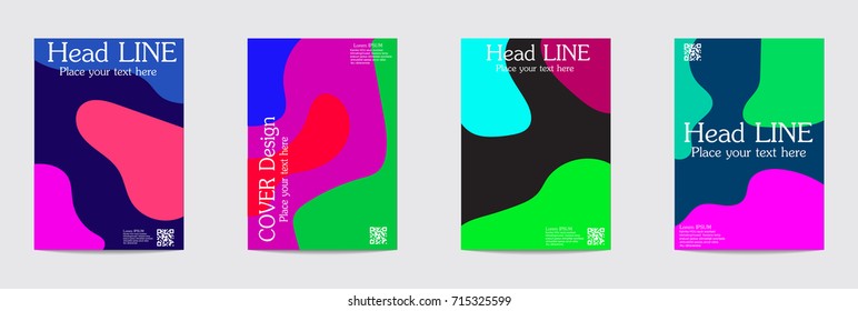 Fluid color covers set. Colorful bubble shapes with gradients. 