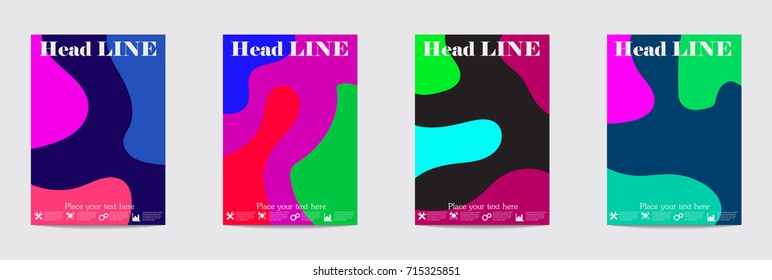 Fluid color covers set. Colorful bubble shapes with gradients. 