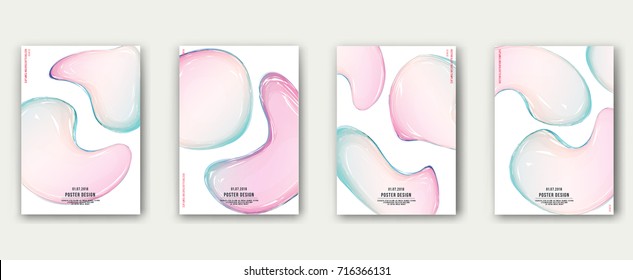 Fluid color covers set. Colorful shapes composition. Trendy minimal design. Vector EPS-10