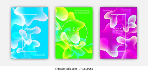 Fluid color covers set. Colorful bubble shapes with gradients. Trendy design. Eps10 vector.
