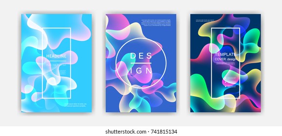 Fluid color covers set. Colorful bubble shapes with gradients. Trendy design. Eps10 vector.
