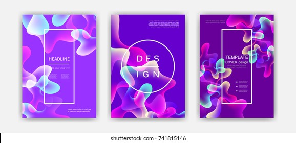 Fluid color covers set. Colorful bubble shapes with gradients. Trendy design. Eps10 vector.
